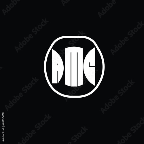 Title: AMG Letter logo design with a circular shape vector in illustration.