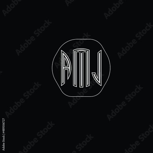 Title: AMJ Letter logo design with a circular shape vector in illustration.