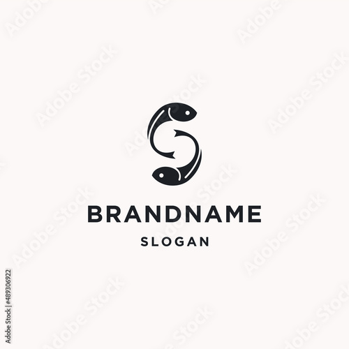 Letter s fish logo icon design template 