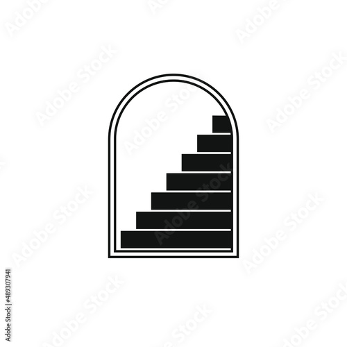 Magic doorway logo design vector template. Travel stairway icon symbol.