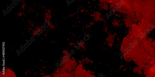 Red and black background Beautiful galaxy of red color with stars. Star field in galaxy space with nebulae, abstract watercolor digital art painting for texture background.