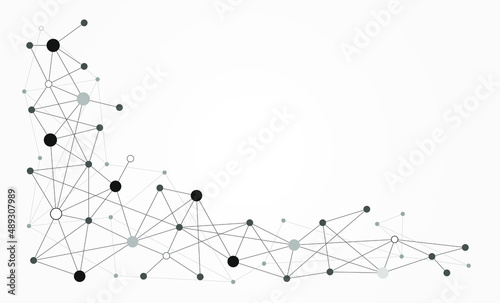 Global network connected dots and lines technology fintech background template. Blockchain linked people digital database graphic vector.