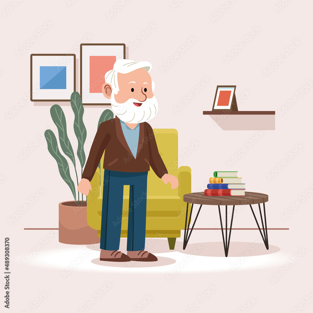 old man in livingroom