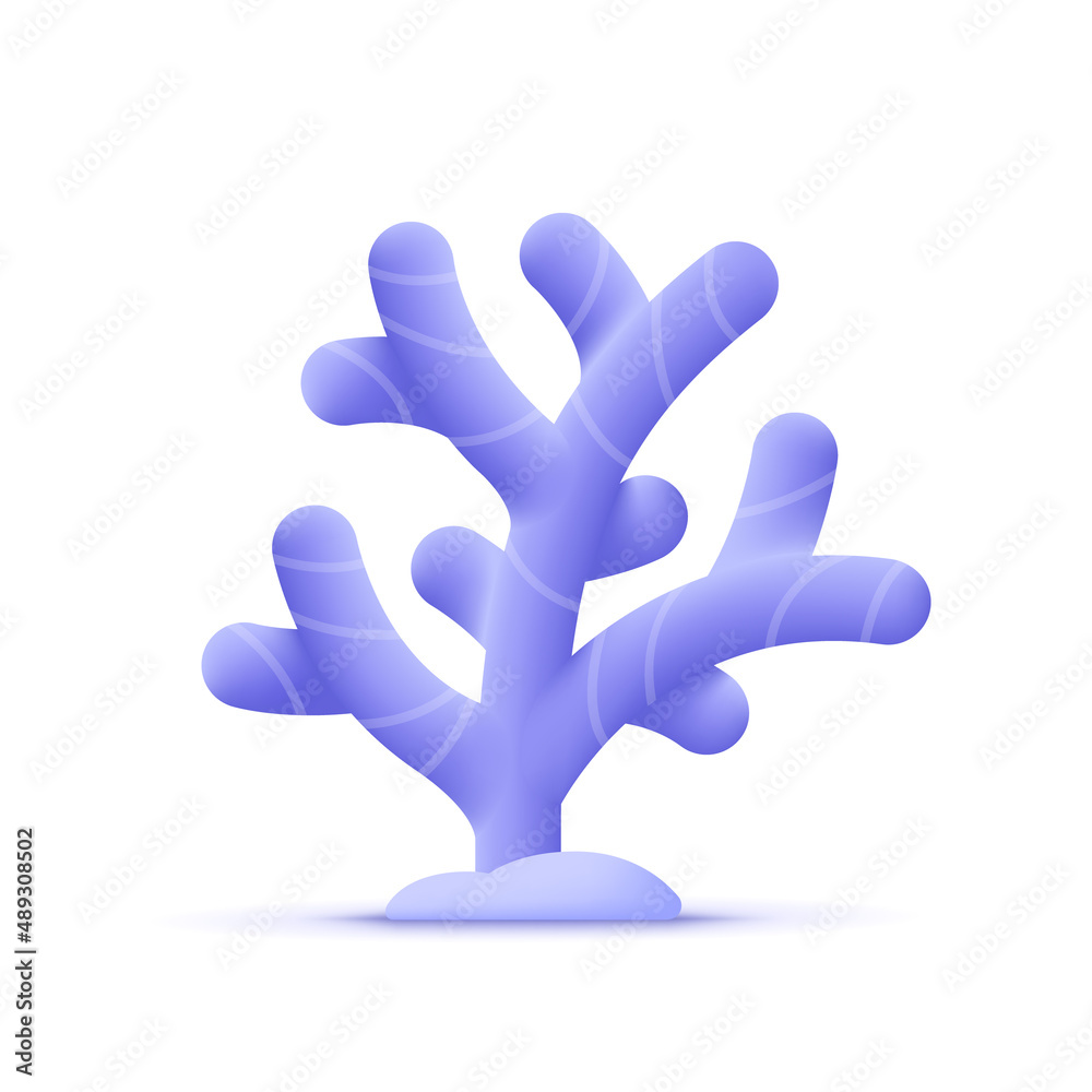 Coral, coral reef. Ocean plants, underwater species, sea ocean flora and fauna, marine creatures. 3d vector icon. Cartoon minimal style. Coral, coral reef. Ocean plants, underwater species, sea ocean flora and fauna, marine creatures. 3d vector icon. Cartoon minimal style.