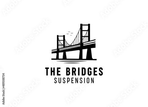Modern bridge construction logo Design Vector Illustration. 