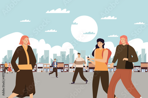 seven persons in the street