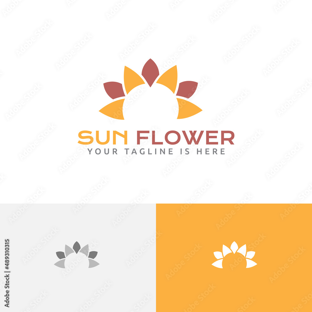 Bright Sunflower Sun Flower Floral Florist Logo Template