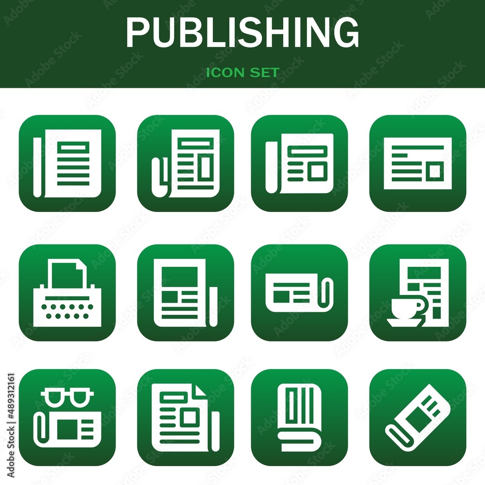 publishing icon set. Vector thin line illustrations related with Newspaper, Newspaper and Newspaper