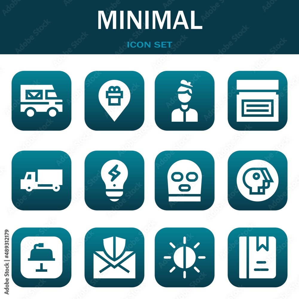 minimal icon set. Vector thin line illustrations related with Delivery truck, Placeholder and Artist minimal icon set. Vector thin line illustrations related with Delivery truck, Placeholder and Artist