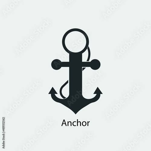 Anchor vector icon solid grey