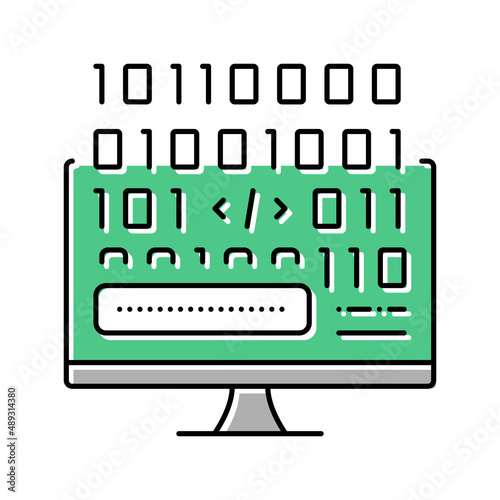 microcode development color icon vector illustration