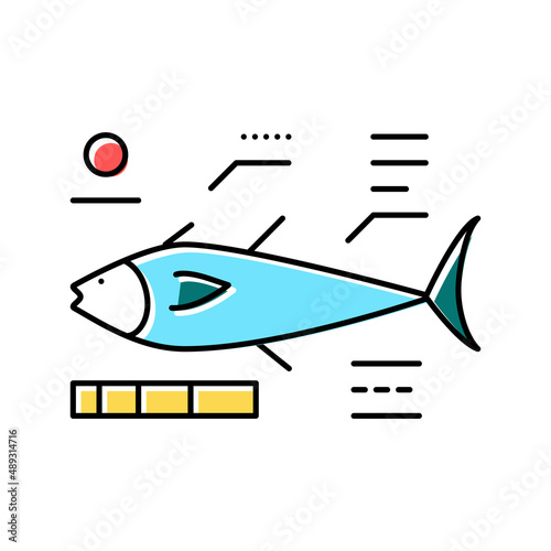 tuna fish characteristics color icon vector illustration