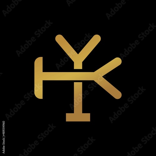 Initial letter K & Y, KY, YK, overlapping elegant monogram logo, luxury golden color. photo