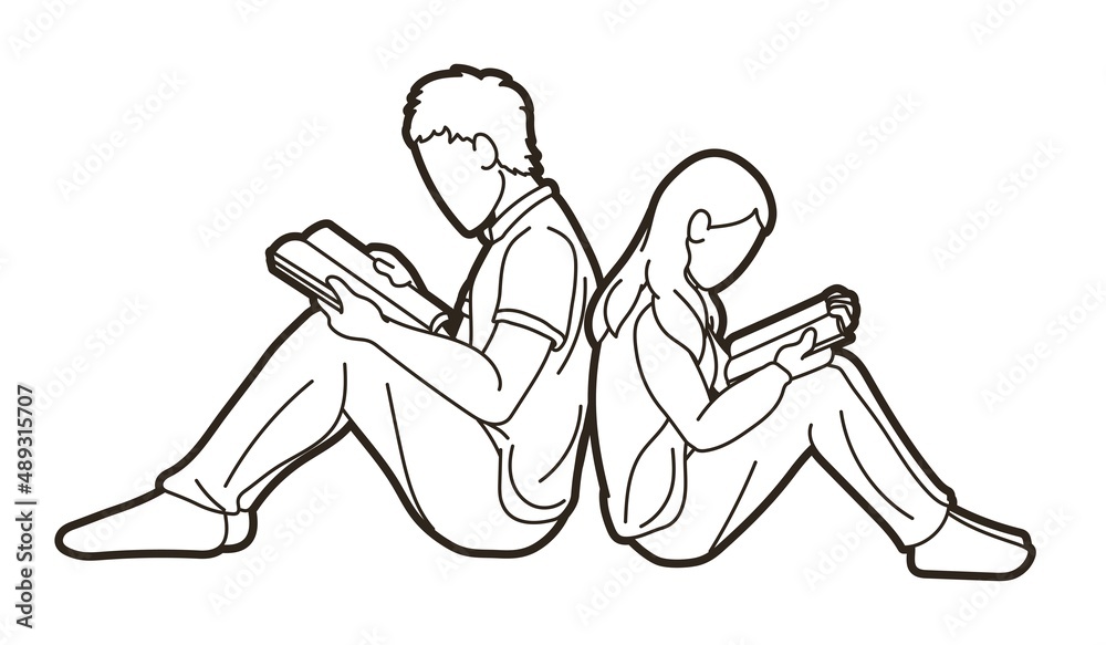 Group of Children Reading Books Together Cartoon Graphic Vector Group of Children Reading Books Together Cartoon Graphic Vector