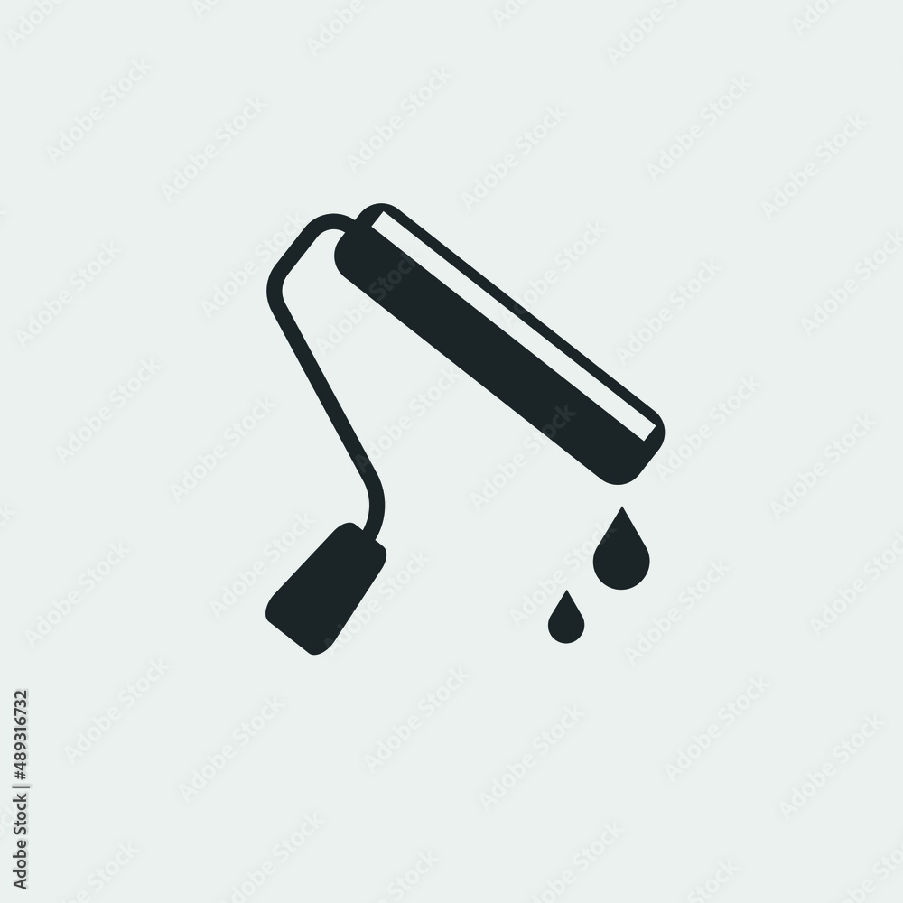 Paint roller vector icon solid grey Paint roller vector icon solid grey