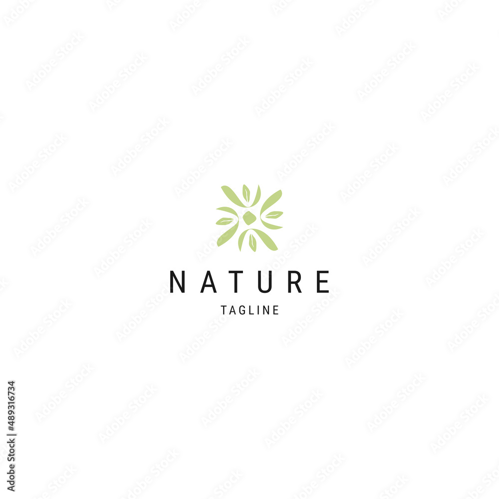 Nature leaf logo icon design template flat vector