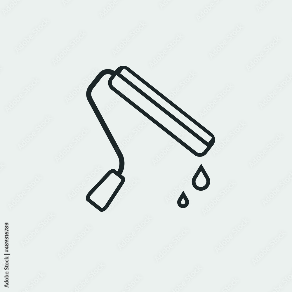 Paint roller vector icon solid grey