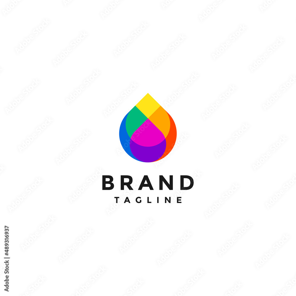 Colorful Water Drops Logo Design. Simple logo design three water drops in one colorful droplet.