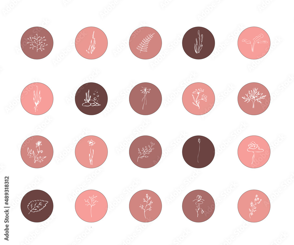 natural icons / stickers with flowers natural icons / stickers with flowers