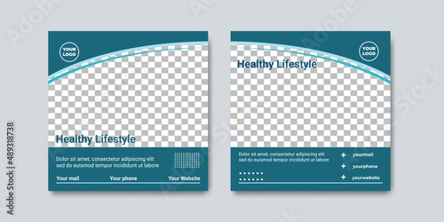 Social media post templates. Suitable for health webinars, health poster, business webinar, online classes and other online seminars with blue colors concept design.