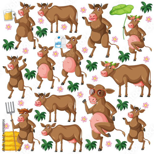 Funny cow  on white background element