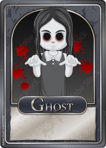 Ghost girl character game card template