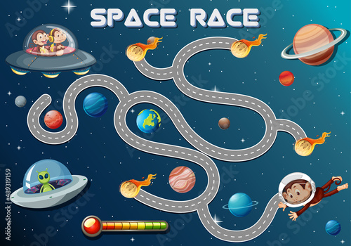 Maze game template in space race theme