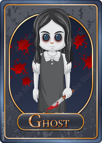 Ghost girl character game card template