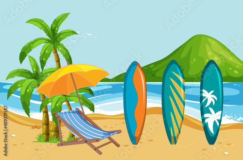 Sunny day the at beach scene