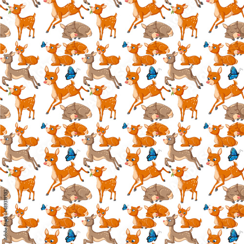 Funny deer on white background seamless