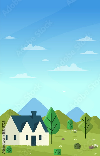 Little House Hill Beautiful Summer Rural Nature Landscape Gift Card