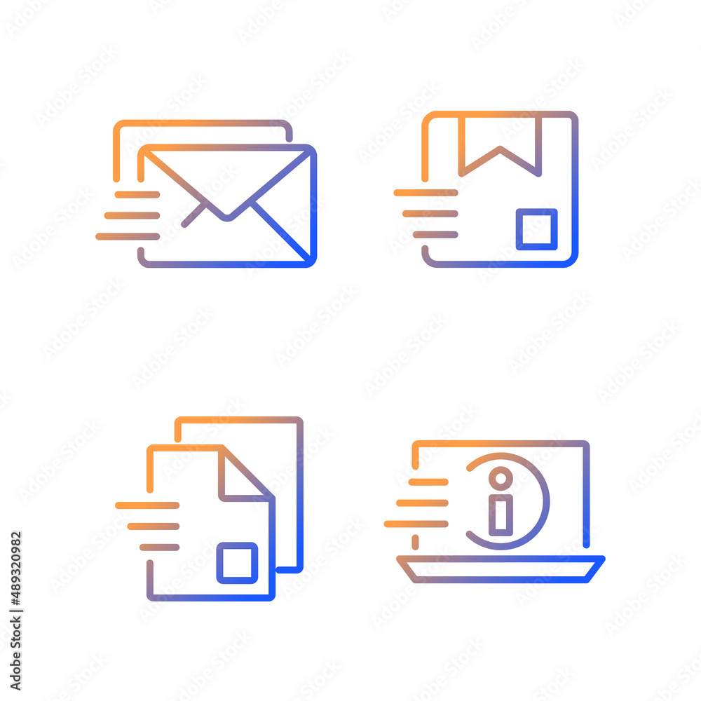 Information transmission gradient linear vector icons set Information transmission gradient linear vector icons set