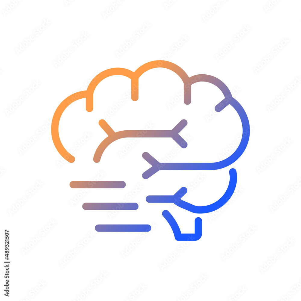 Brain activity gradient linear vector icon Brain activity gradient linear vector icon