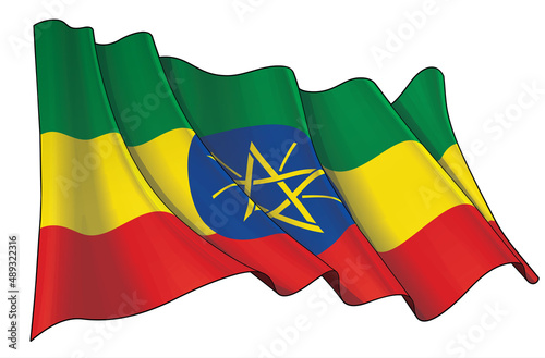 Waving Flag of Ethiopia photo