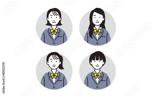 高校生の女の子アイコンセット