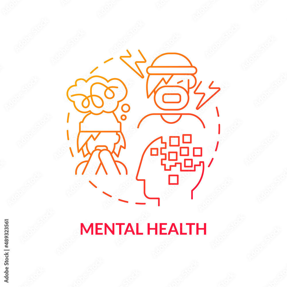 Mental health red gradient concept icon