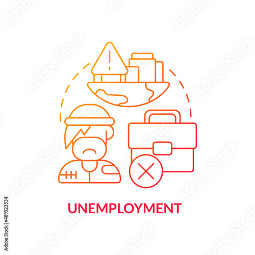 Unemployment red gradient concept icon