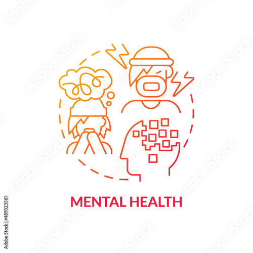 Mental health red gradient concept icon