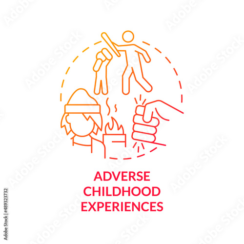 Adverse childhood experience red gradient concept icon