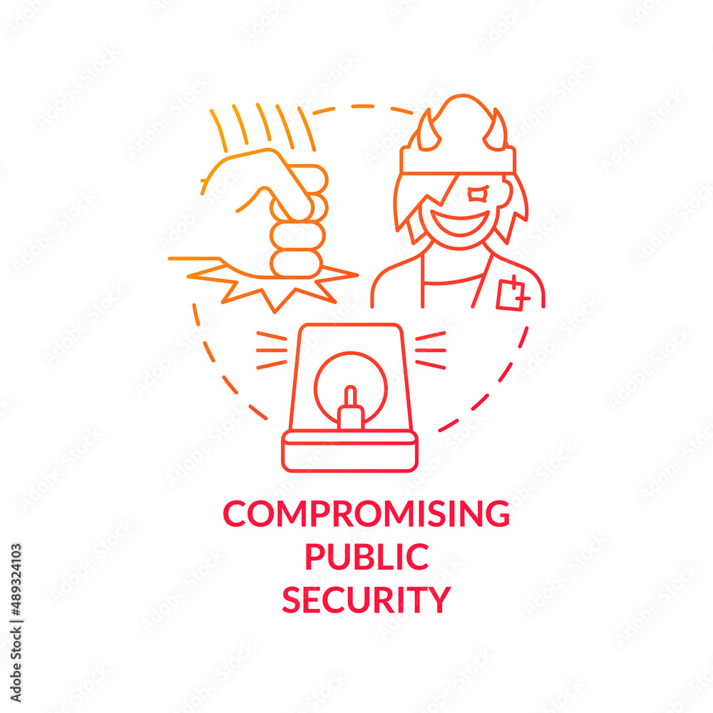 Compromising public security red gradient concept icon