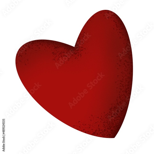 Heart 3d illustration, hand drawn picture for design with love and romance theme