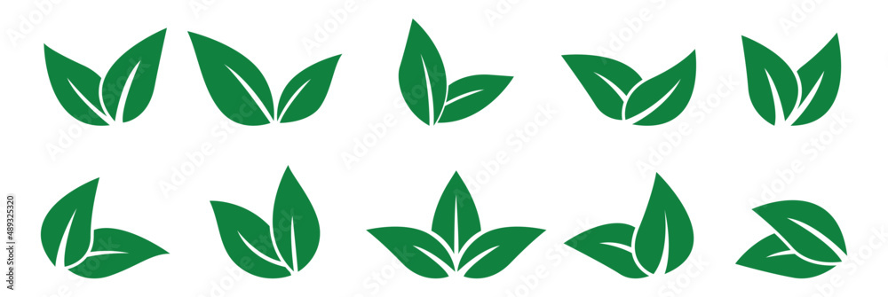 green leaves , logo, icon set vector illustration Stock Vector | Adobe ...