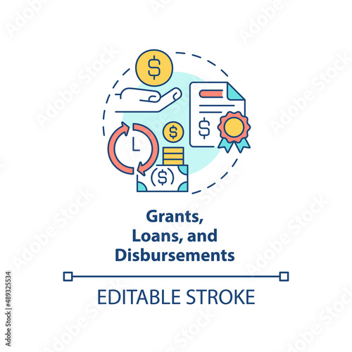 Grants, loans and disbursements concept icon