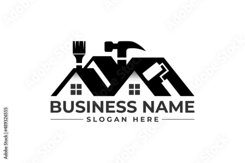 home repair, roofing, remodeling, handyman, home renovation, decor logo	