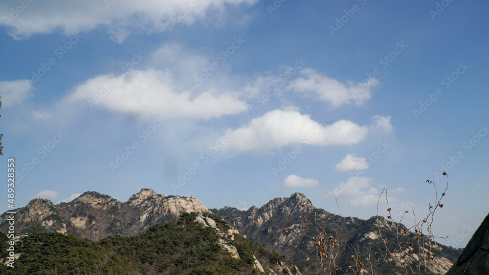 Bukhansan Mountain peak and sky. Bukhansan Mountain peak and sky.