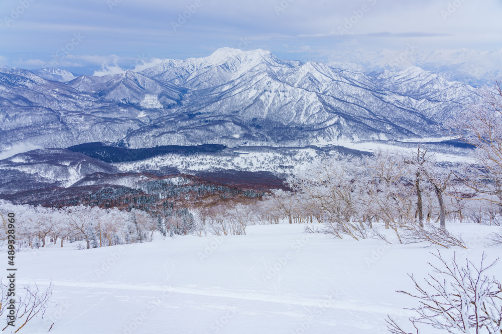 三田原山より望む厳冬の高妻山と乙妻山 三田原山より望む厳冬の高妻山と乙妻山