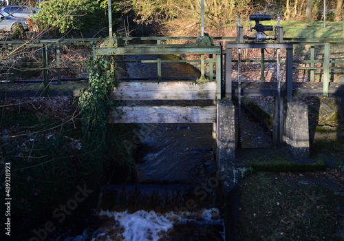 Wehr am Fluss Fulde im Winter in der Stadt Walsrode, Niedersachsen photo