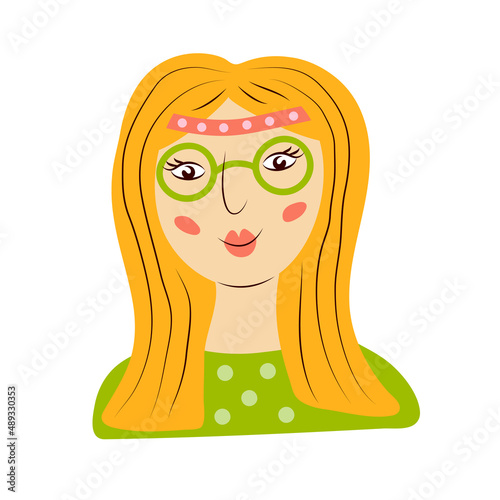 Cute young woman with glasses. Hippie girl. Spring time. World Womens Day.