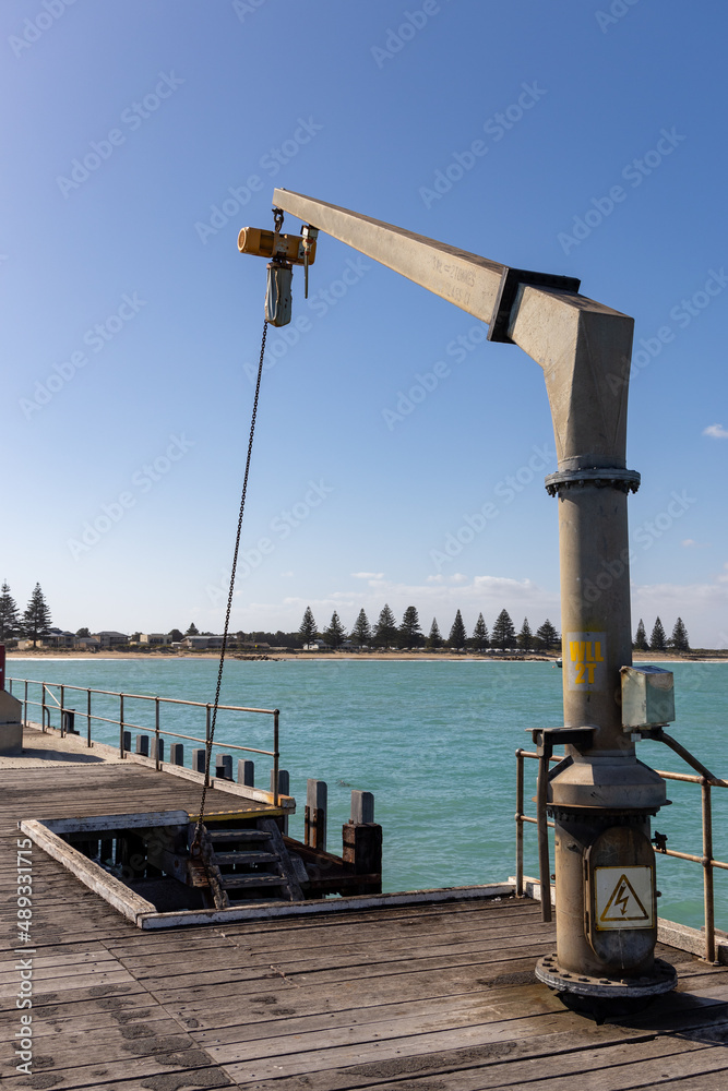 The crane located on the jetty of Beachport located in south east south australia on February 18th 2022