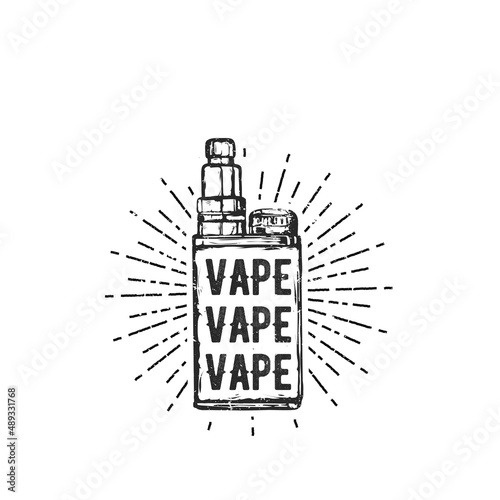 Retro emblem with vaping attributes for print